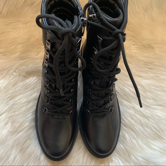 New! MARC FISHER Laboni Leather Combat Boots - Picture 6 of 10